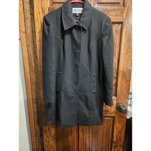 Trendz Wool Blend Vintage Peacoat Blazer Black Button Up Gothic Emo Large Missy